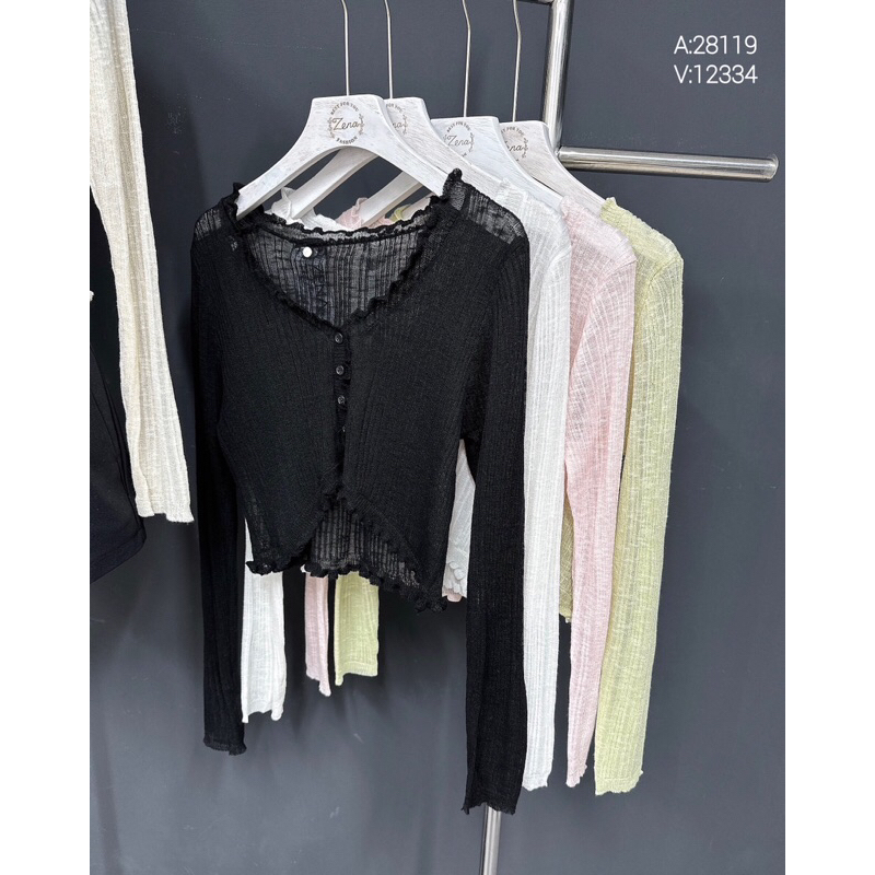 KH28119-Cadigan đũa c.tim viển bèo vạt trc ngắn 5