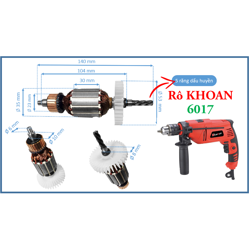 RÔ KHOAN KAINOU 6017 (DÀI 140 - THÂN 35 - 5R) RUỘT KHOAN 6017