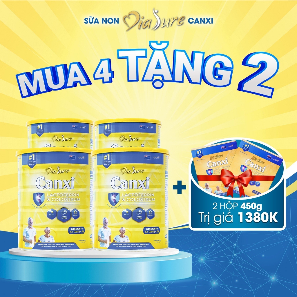 MUA 4 TẶNG 2, Sữa DIASURE CANXI 850G - bổ sung dinh dưỡng, nano canxi phòng chống loãng xương, cải thiện xương khớp.