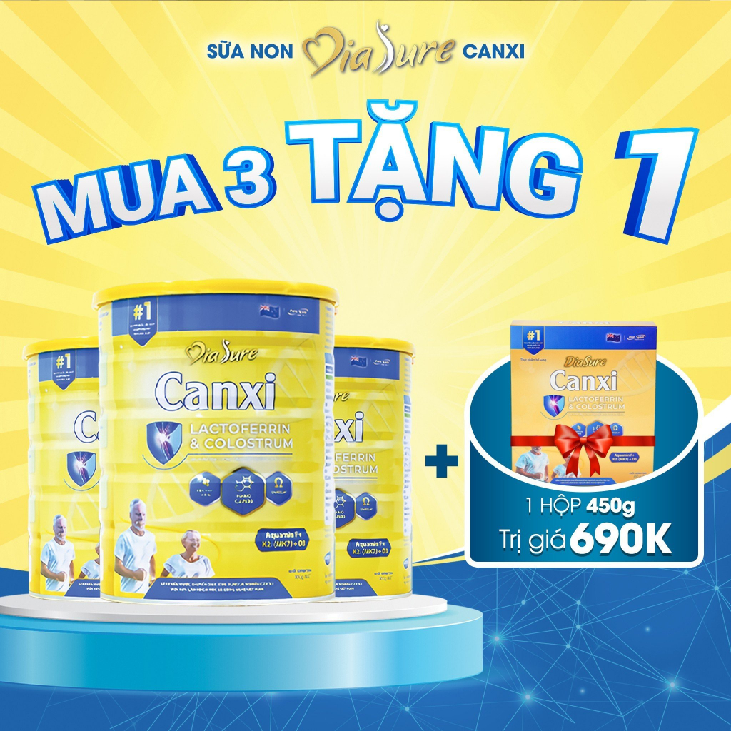 Mua 3 TẶNG 1 Diasure Canxi Sữa Non Xương Khớp Bổ Sung Nano Canxi Lactoferrin Giúp Xương Chắc Khỏe Cải Thiện Giấc Ngủ