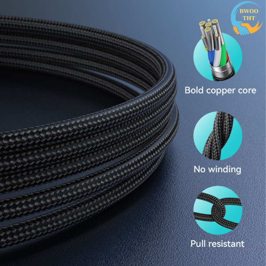 Cáp sạc nhanh 3 đầu Bwoo BO-X274 | sạc cùng lúc 3 thiết bị | sạc nhanh 3A Bh 12 tháng