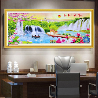 Tranh đính đá, tranh thêu chữ thập phong cảnh non nước hữu tình 222791 VS037