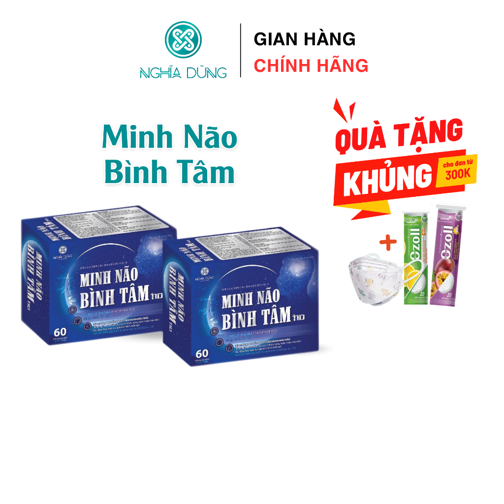 Hoạt huyết Minh Não Bình Tâm NGHĨA DŨNG (Hộp 6 vỉ x 10 Viên) tăng tuần hoàn máu não, giảm đâu đầu do thiếu máu lên não