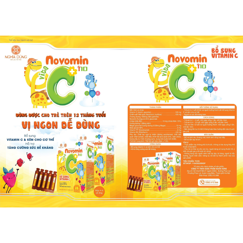 Vitamin C và Kẽm cho bé Novomin C NGHĨA DŨNG  tăng đề kháng cho trẻ, hỗ trợ ăn ngon