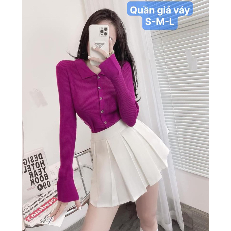 Quần giả váy xếp ly co giãn