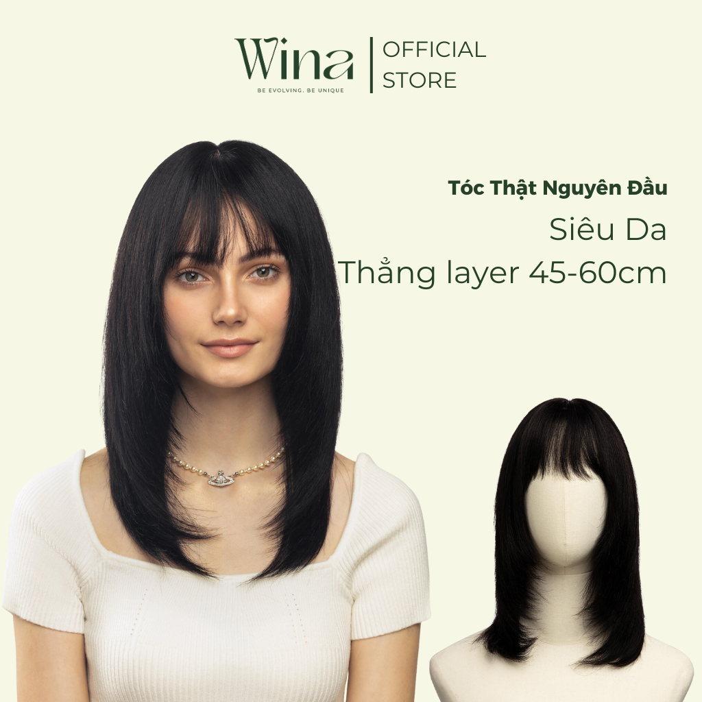 Tóc Giả Bằng Tóc Thật Nguyên Đầu Cúp Layer Mái Thưa 45cm - 50cm HW30001S610