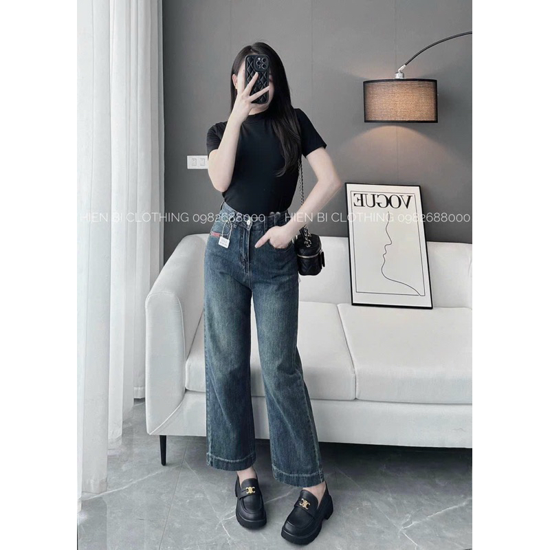 Quần ống suông rộng, quần jean dáng suông thiết kế lưng cao chất liệu jean loại 1 lên form chuẩn dễ mặc dễ phối đồ