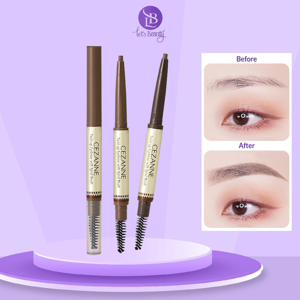 Chì Kẻ Lông Mày Cezanne Twist-Up Eyebrow With Spiral Brush Nhật Bản Chống Nước Lâu Trôi 0.23g