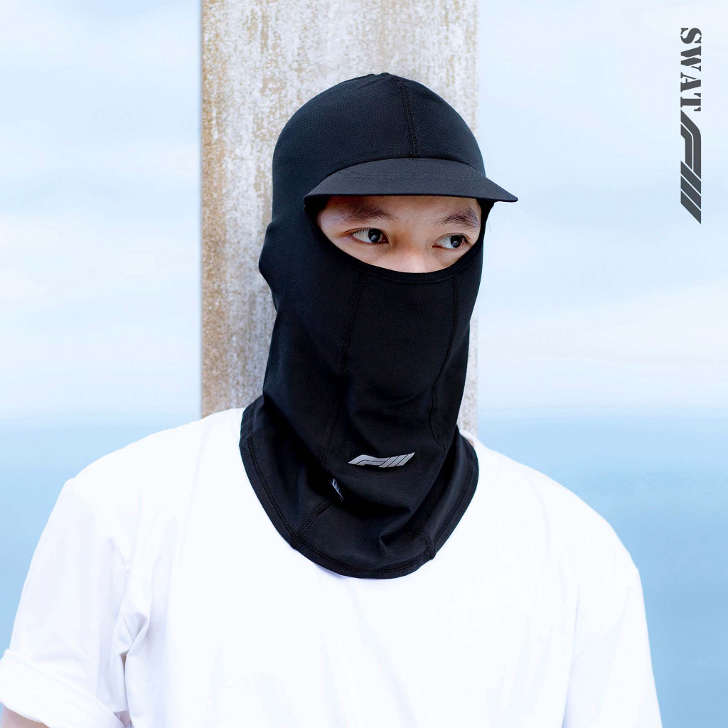 Khăn trùm đầu ninja SWAT, khẩu trang fullface chống nắng, loại mới có vành che mặt, vải siêu co dãn, thoáng mát