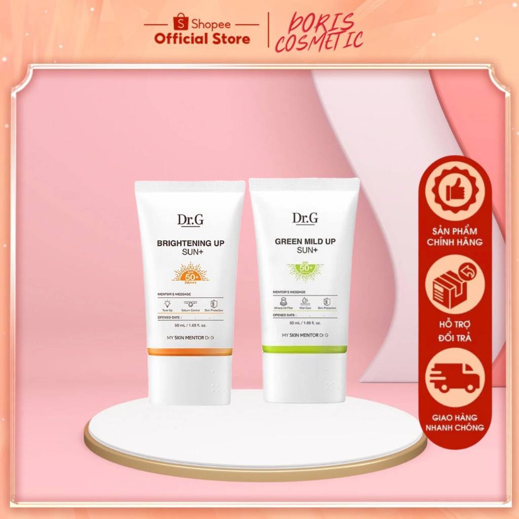 Kem Chống Nắng Dr.G Brightening Up Green Mild Up Sun + DRG Tone Up Cam Xanh Dr G 50ml - DORIS SHOP