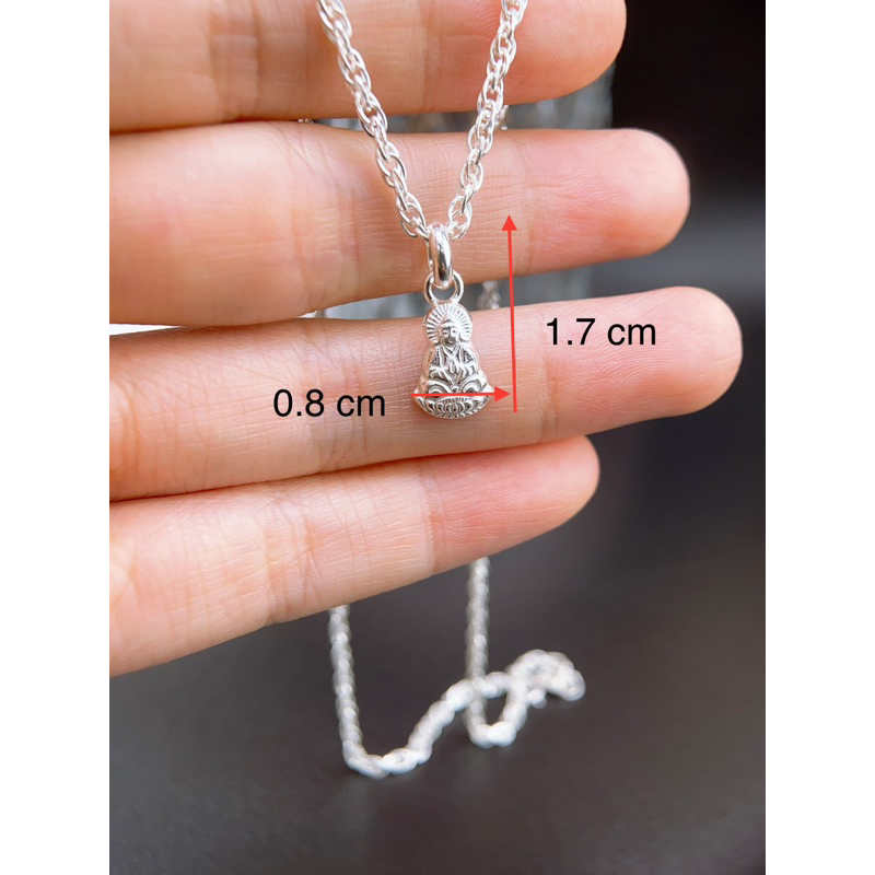 Dây chuyền kèm mặt Phật quan âm cho em bé - Bạc ta nguyên chất