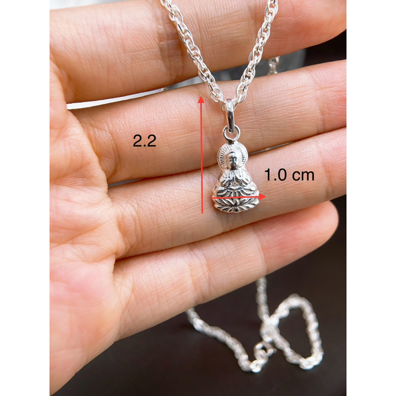Dây chuyền kèm mặt Phật quan âm cho em bé - Bạc ta nguyên chất
