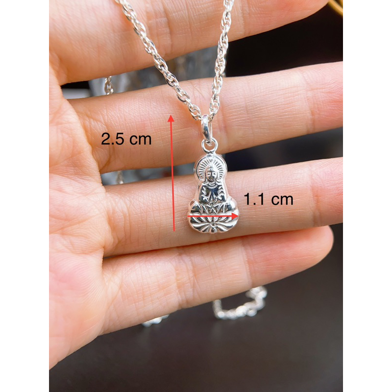 Dây chuyền kèm mặt Phật quan âm cho em bé - Bạc ta nguyên chất