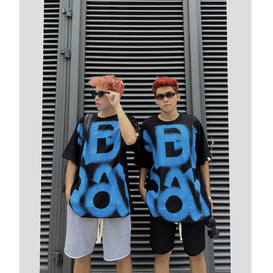 Áo thun nam The Xide áo phông nam nữ unisex in lụa chữ xanh form rộng chất cotton 2 chiều định lượng 250gr co giãn