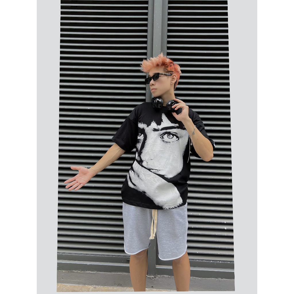 Áo thun The Xide áo phông unisex hình in lụa mặt cô gái form rộng chất cotton 2 chiều định lượng 250gr co giãn