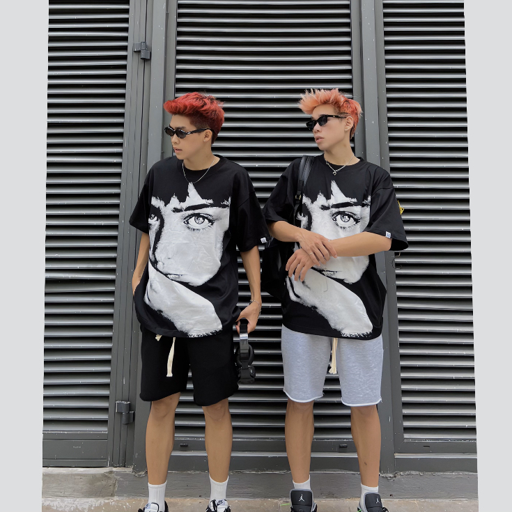 Áo thun The Xide áo phông unisex hình in lụa mặt cô gái form rộng chất cotton 2 chiều định lượng 250gr co giãn