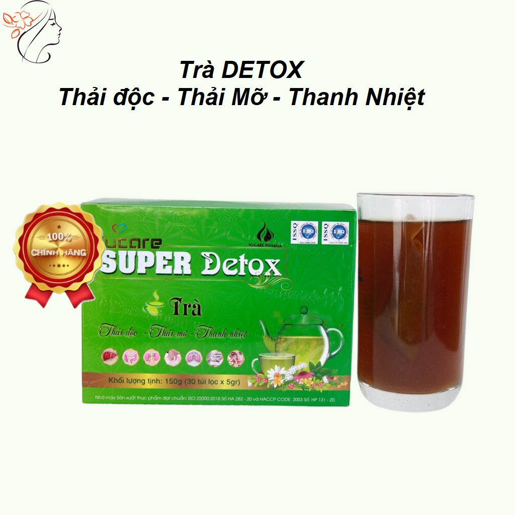 Trà Super Detox Nucare - Thanh nhiệt - Thải độc - Thải mỡ và thanh lọc cơ thể - Hộp 30 gói hòa tan