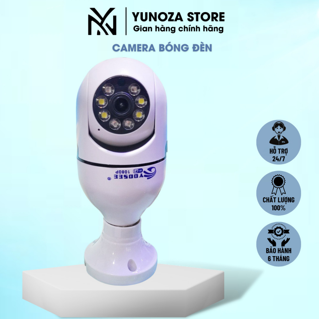 [Mã INBAU25 giảm 25K đơn 149K] Camera Yoosee Wifi Yoosee 8 LED Đuôi Bóng Đèn Xoay 360 Độ 5.0Mps - 1080P CÓ BẢO HÀNH