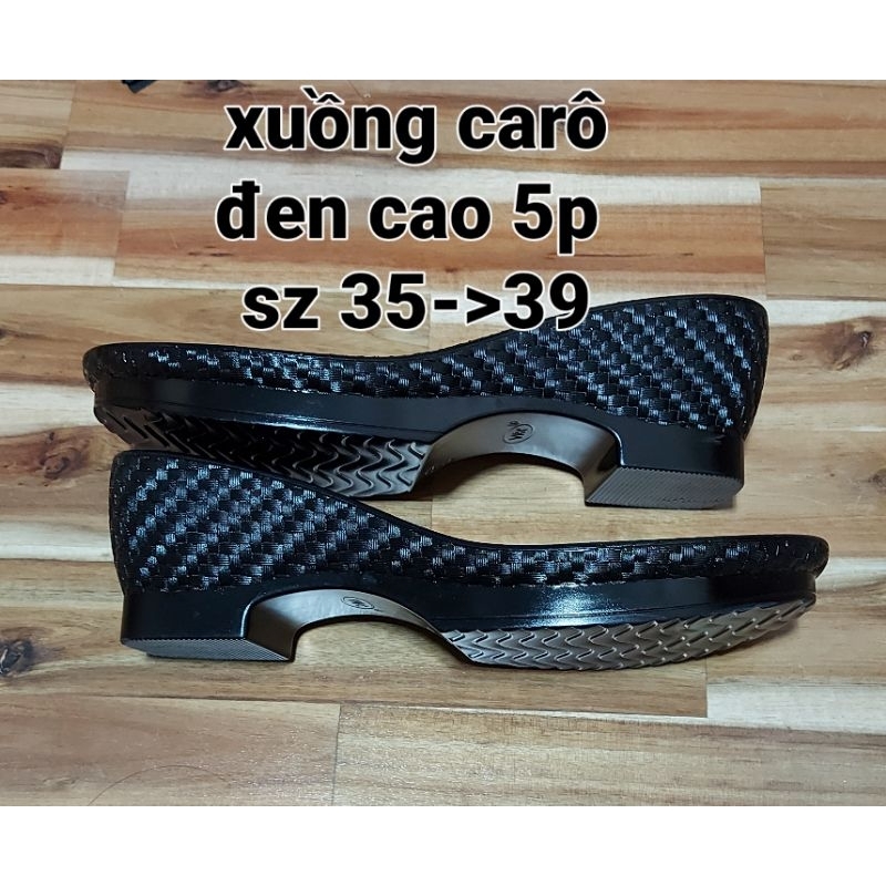 đế xuồng carô màu đen & kem cao 5cm