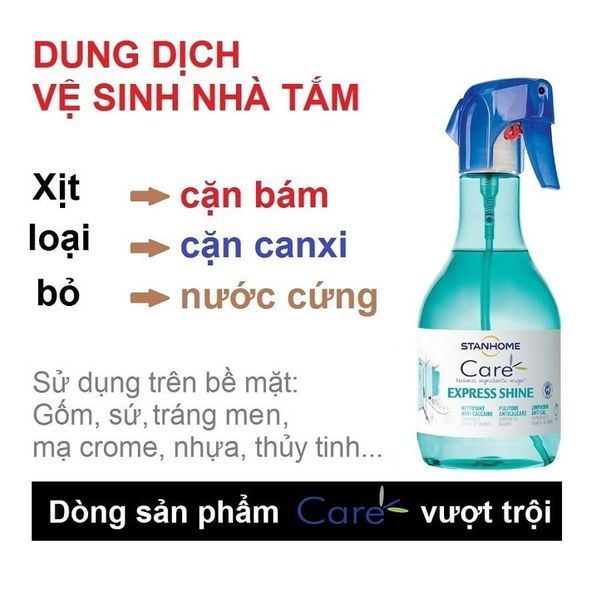 Tẩy cặn canxi vách kính tắm, chậu lavabo, sen vòi, bồn tắm- Stanhome care- Hàng chuẩn Pháp