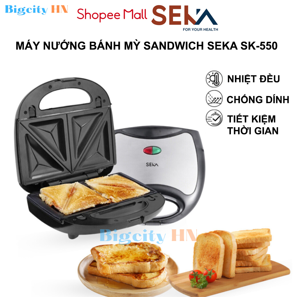 Máy nướng bánh mì sandwich SEKA SK550 và SK560 chống dính tốt, nướng nhanh, chín đều Bảo hành 12 tháng