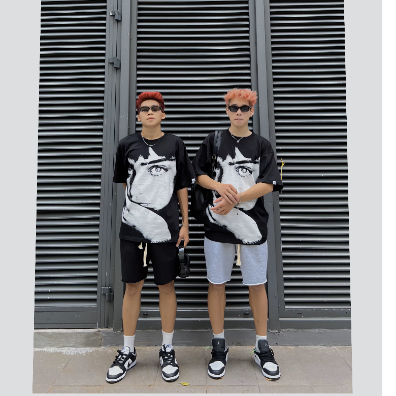 Áo thun The Xide áo phông unisex hình in lụa mặt cô gái form rộng chất cotton 2 chiều định lượng 250gr co giãn