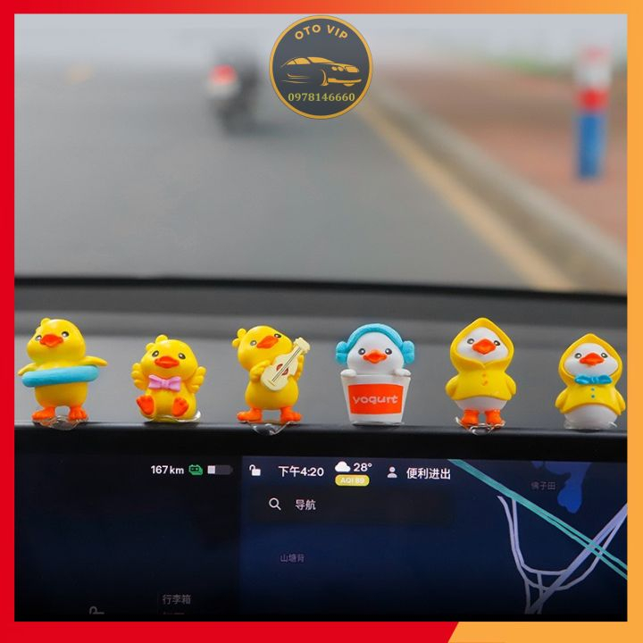 Set 6 mô hình vịt vàng đáng yêu đặt tablo xe hơi, đặt màn hình ô tô, bàn làm việc, góc học tập siêu dễ thương