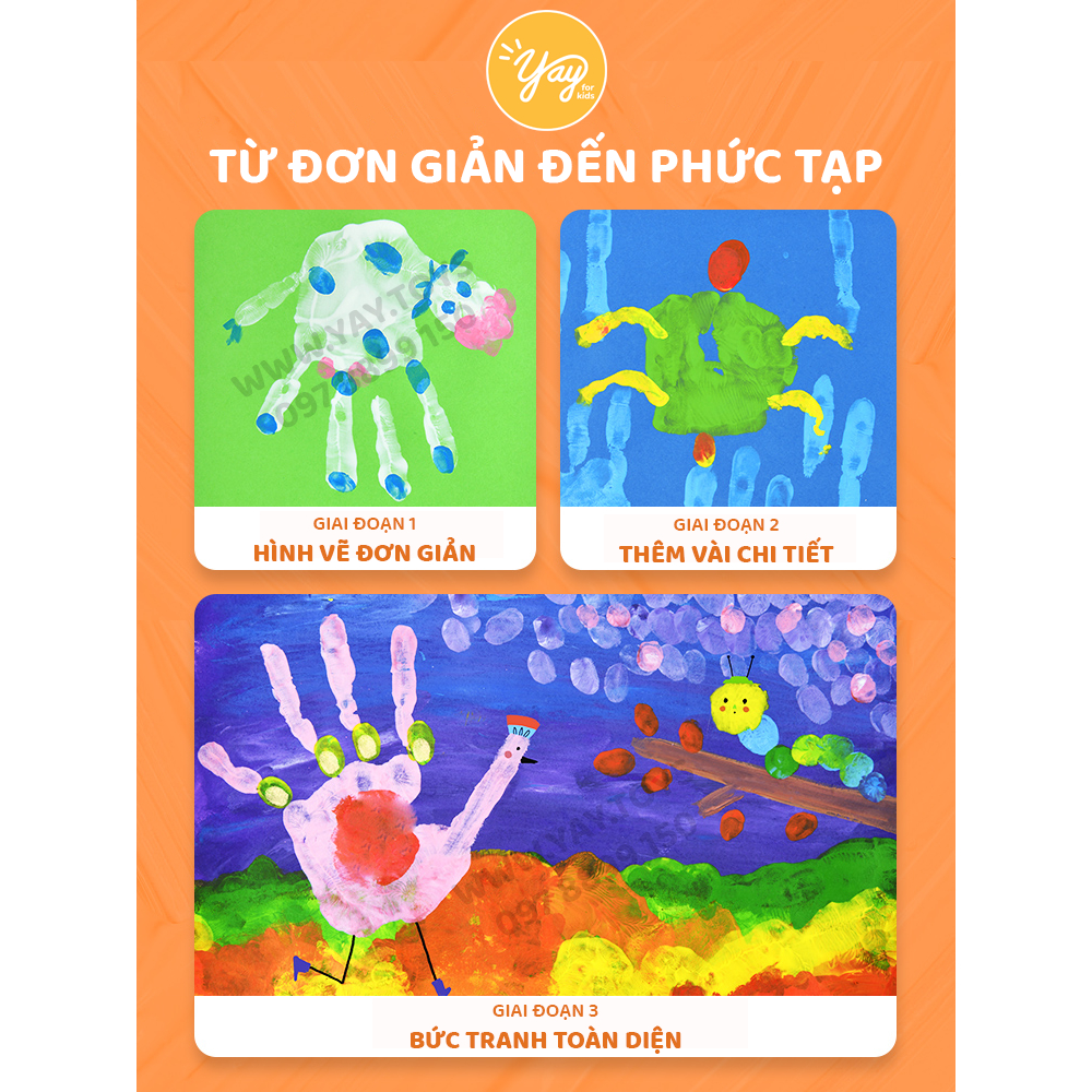 Bộ 8 màu vẽ bàn tay Mideer - Finger Paint kèm hướng dẫn cho bé yêu sáng tạo an toàn cho bé | Đồ chơi giáo dục Bảo An
