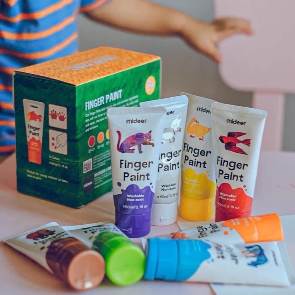 Bộ 8 màu vẽ bàn tay Mideer - Finger Paint kèm hướng dẫn cho bé yêu sáng tạo an toàn cho bé | Đồ chơi giáo dục Bảo An