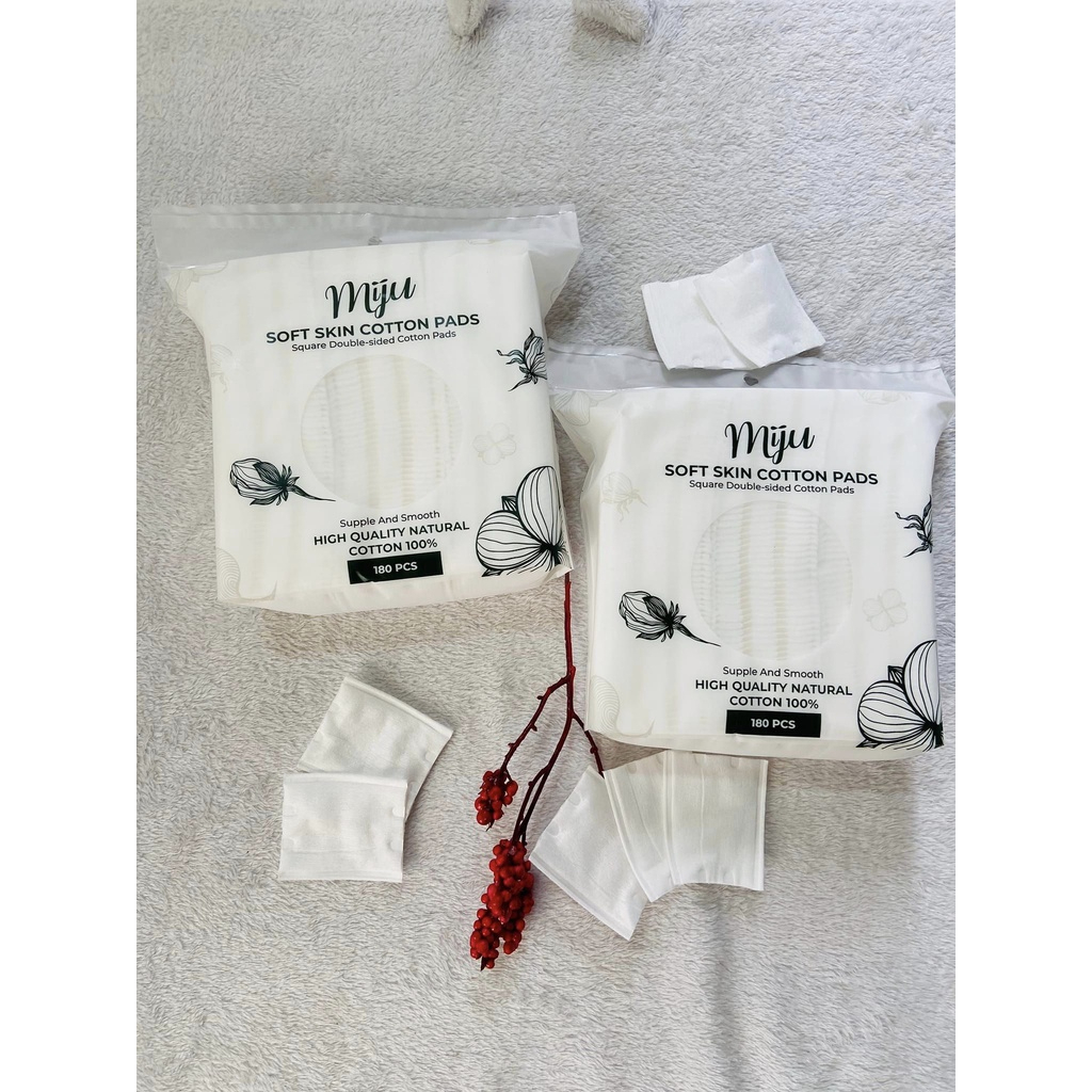 Bông Tẩy trang Cao Cấp MIJU Hàn Quốc Cotton 3 Lớp Mềm Mịn Không Sơ Bông Nacobeauty 150 - 180 Miếng