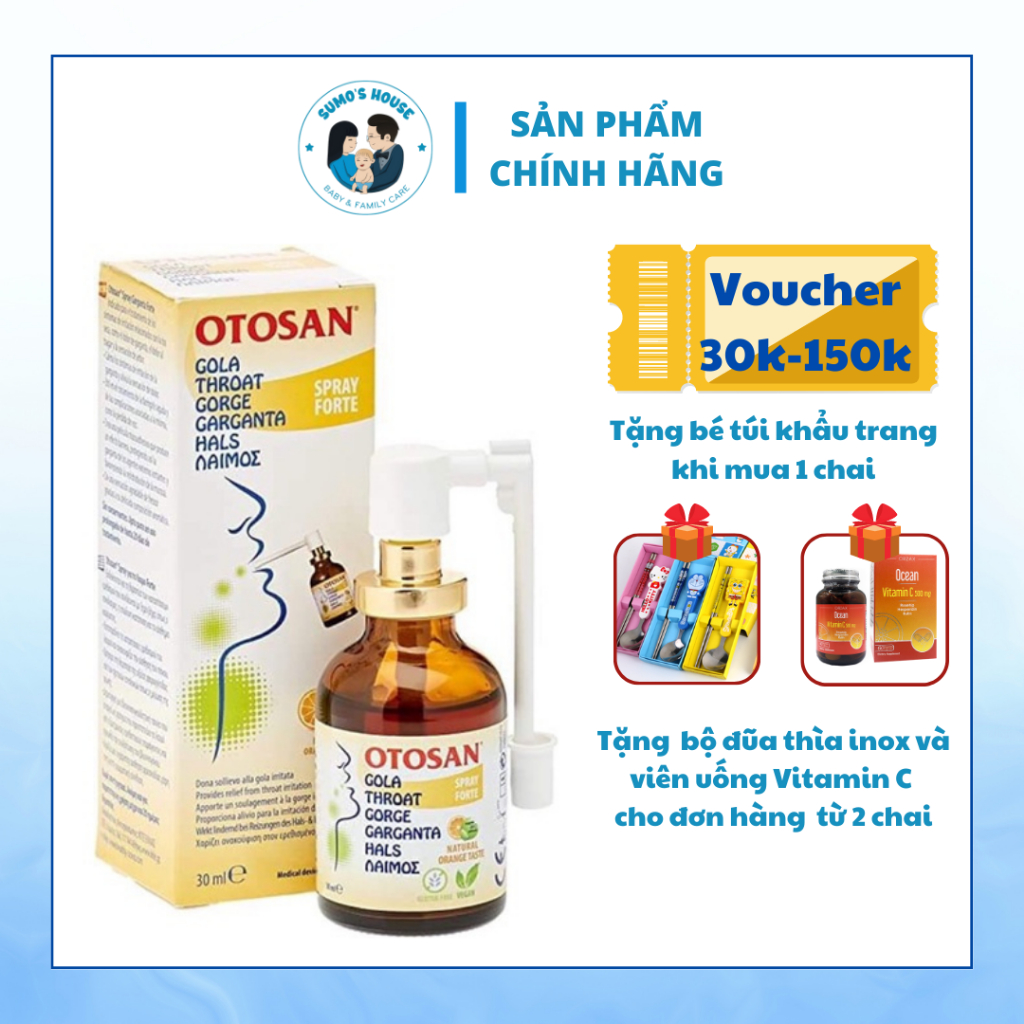 Xịt họng OTOSAN THROAT SPRAY, 30ML cho trẻ em từ 2 tuổi của Ý