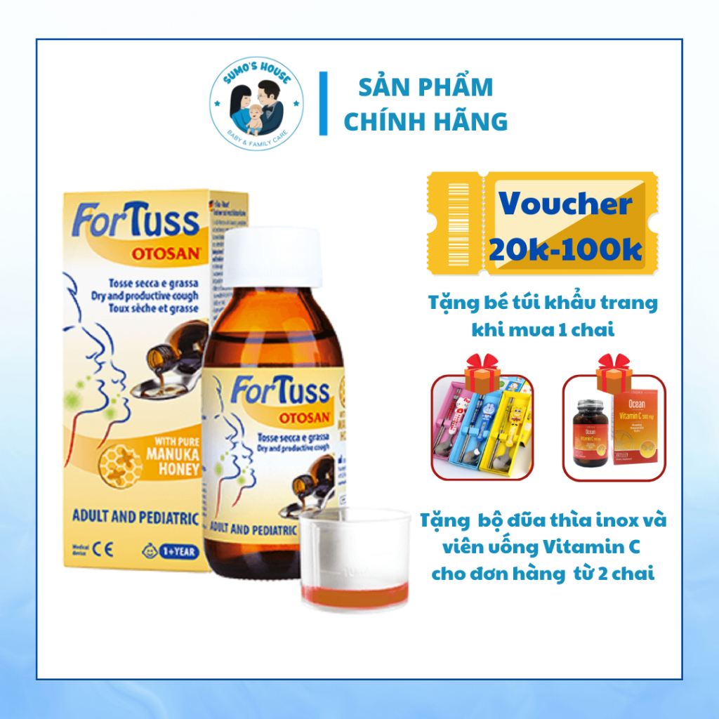 Siro Otosan Fortuss Cough Syrup làm dịu cơn ho, bảo vệ niêm mạc - nhập khẩu Ý