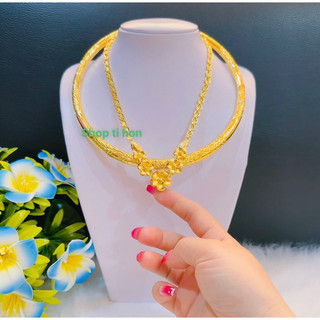Set 1 dây chuyền hoa mai 3 chỉ, 1 kiềng chạm hoa văn 2 chỉ mạ vàng 24 mẫu mới về