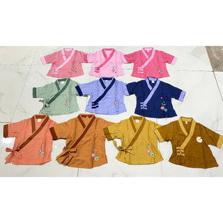 Đồ đi chùa em bé gái vải linen tơ cao cấp - Phối sen tơ