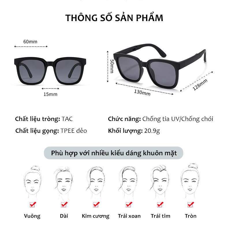 Kính Gấp Gọn Tròng Phân Cực Cho Bé 3-12 Tuổi Gọng Phối 2 Màu Thời Trang Siêu Dẻo Đàn Hồi An Toàn Cho Mắt Trẻ Em AK140