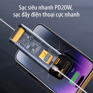 ( Hàng mới Thanh Lý rẻ )Sạc dự phòng trong suốt 40.000mah sạc siêu nhanh PD20W , công suất tối đa 22.5W