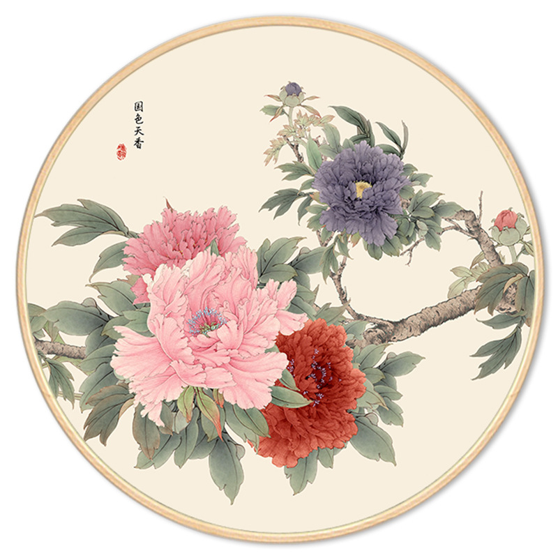 Tranh treo tường hoa mẫu đơn decor phòng khách cực xinh chất liệu tráng gương cao cấp đã có khung BH 5 năm