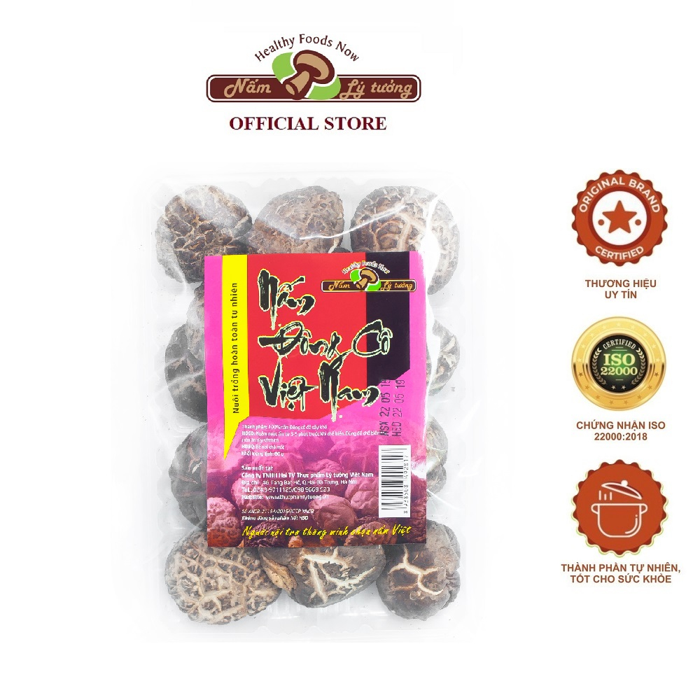 Nấm Đông Cô Khô Lý Tưởng 60g, Nấm từ nông trại Việt, đạt chuẩn chất lượng