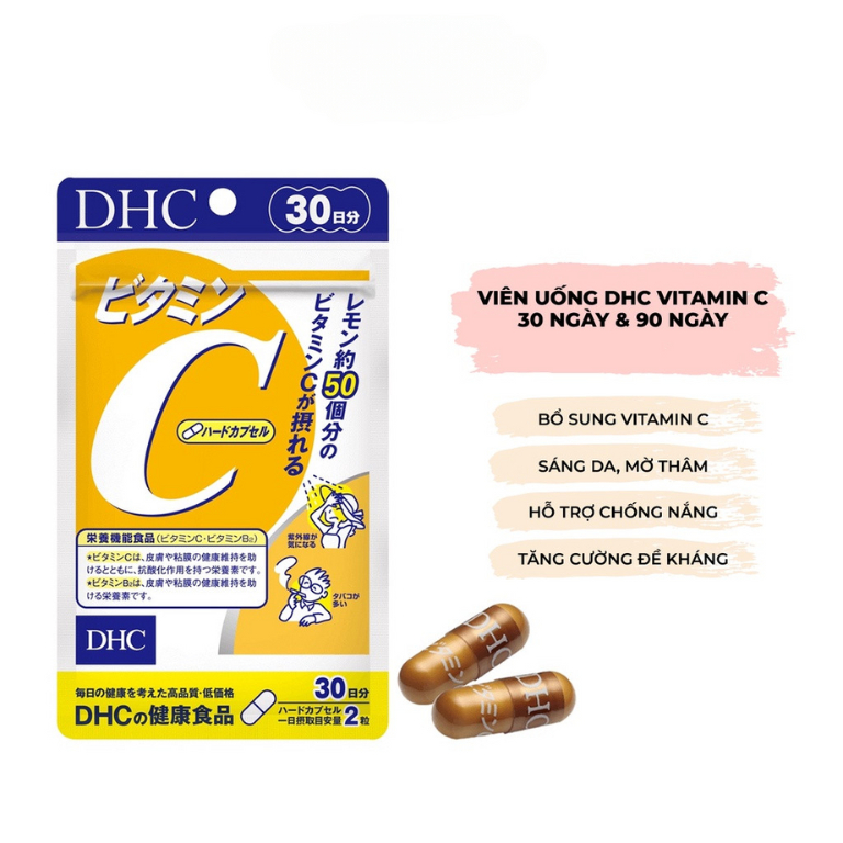 Combo viên uống Lcystine 60 viên và DHC Vitamin C 30 viên chăm sóc da sáng mịn và giảm mờ thâm suckhoechomoinha