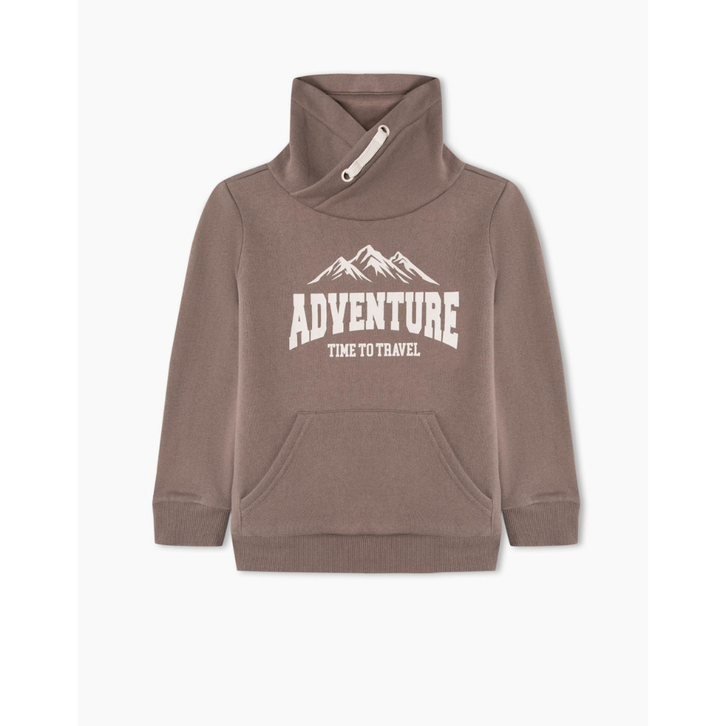 Áo nỉ thu đông bé trai hoodie cao cổ chéo