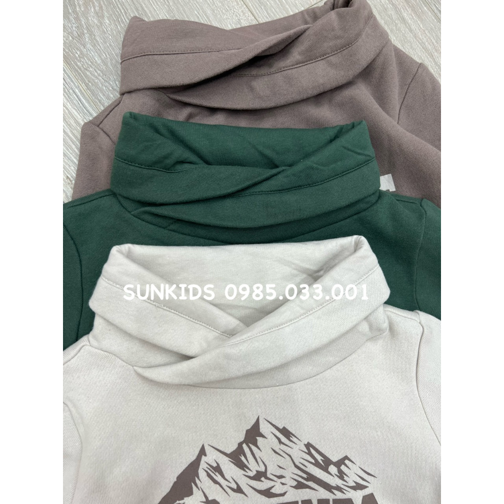 Áo nỉ thu đông bé trai hoodie cao cổ chéo