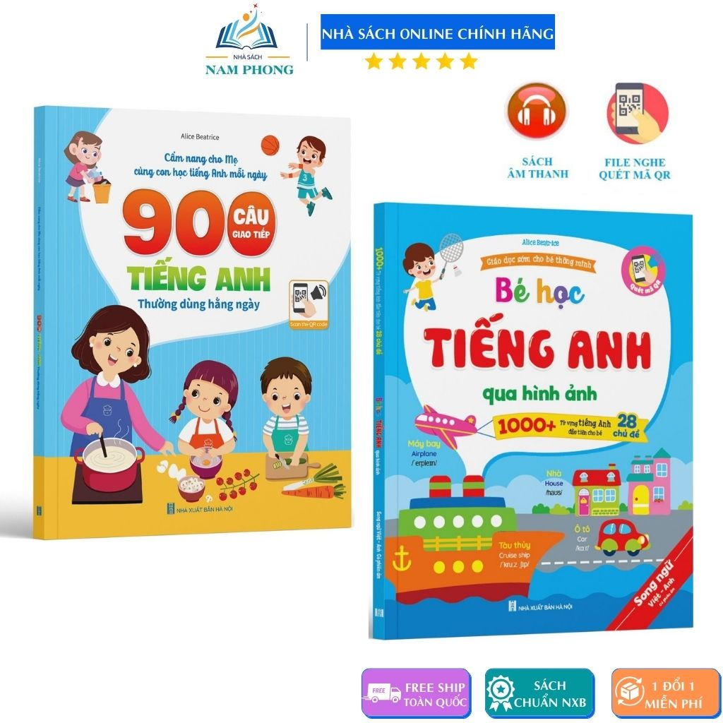 Sách - 900 Mẫu Câu Tiếng Anh Giao Tiếp Thường Ngày Và Học Từ Vựng Tiếng Anh Qua Hình Ảnh - Có File Nghe Quét Mã QR