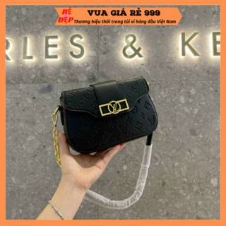 Túi xách đeo chéo đeo vai nữ da vân nổi quai đeo phối xích thời trang hàn quốc DC60