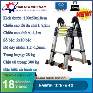 Thang nhôm rút đôi chữ a nakata 8m2 - ty642