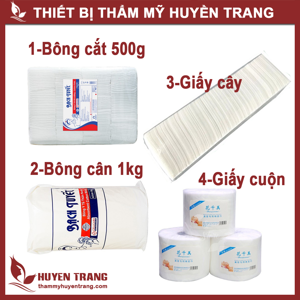 Bông Bạch Tuyết Tẩy Trang Cắt Sẵn, Bông Cân 1Kg, Khăn Giấy Cây, Giấy Cuộn Chuyên Cho SPA