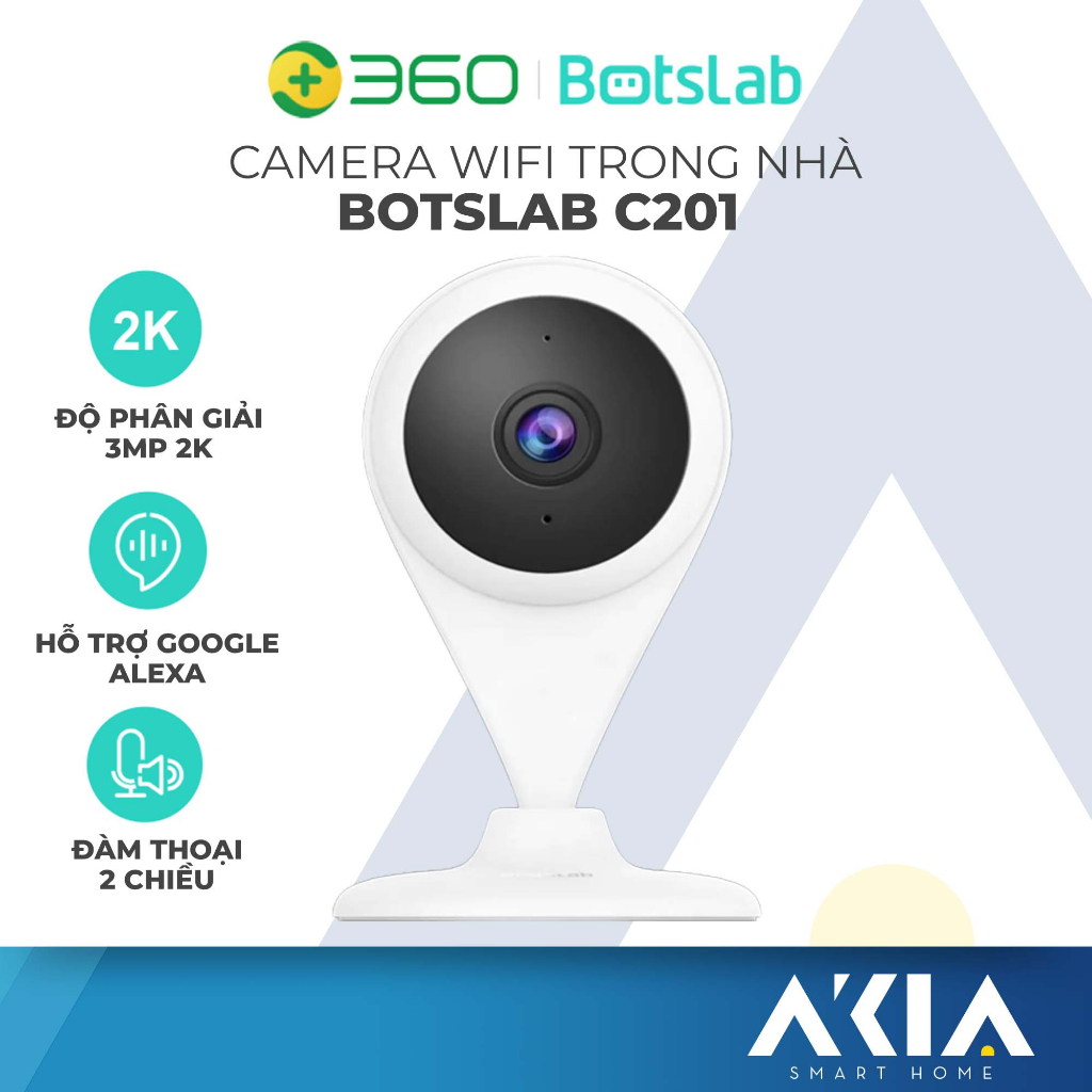 Camera wifi trong nhà Botslab C201, độ phân giải 2K, đàm thoại 2 chiều, hỗ trợ Google & Alexa, phát hiện tiếng bé khóc