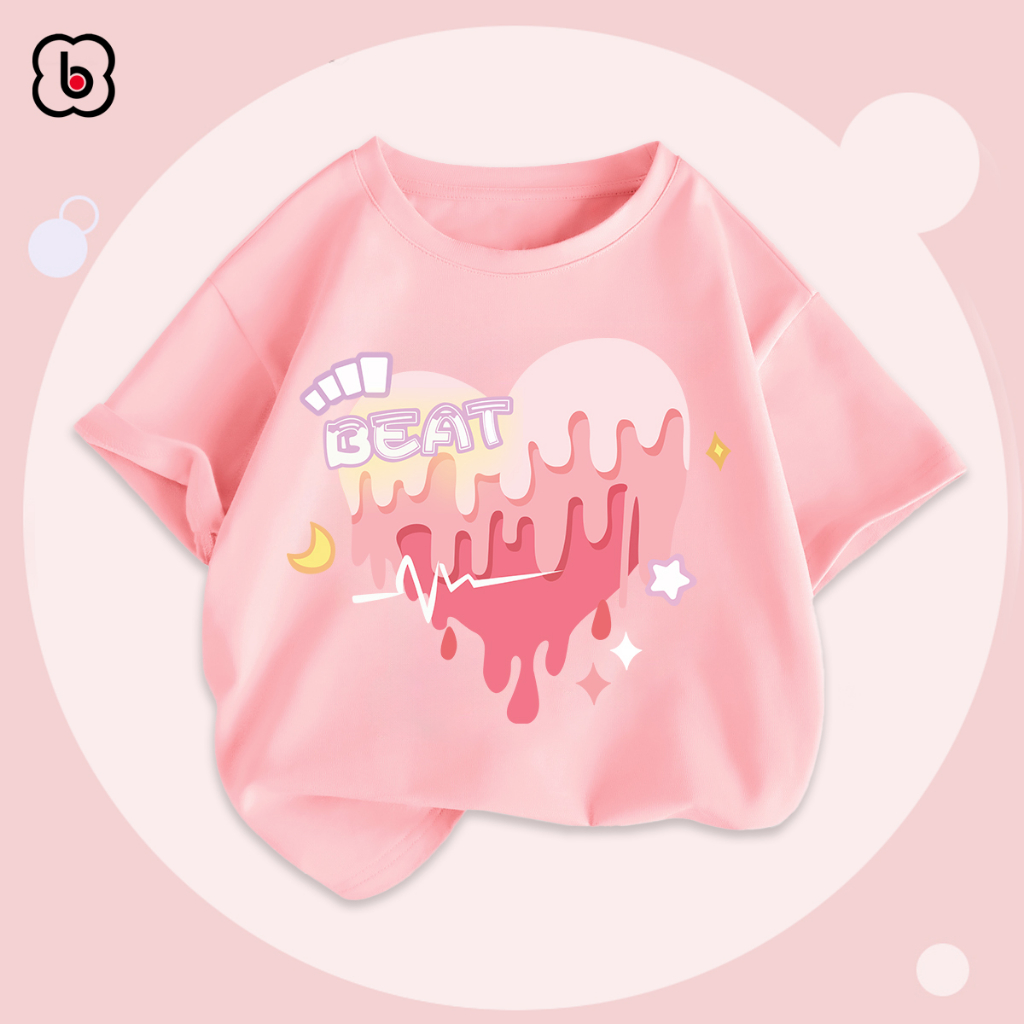 Áo thun bé gái BabyloveGO mẫu mới 2023 áo ngắn tay chất cotton mềm mịn thoáng mát in hình cute dễ thương cho bé