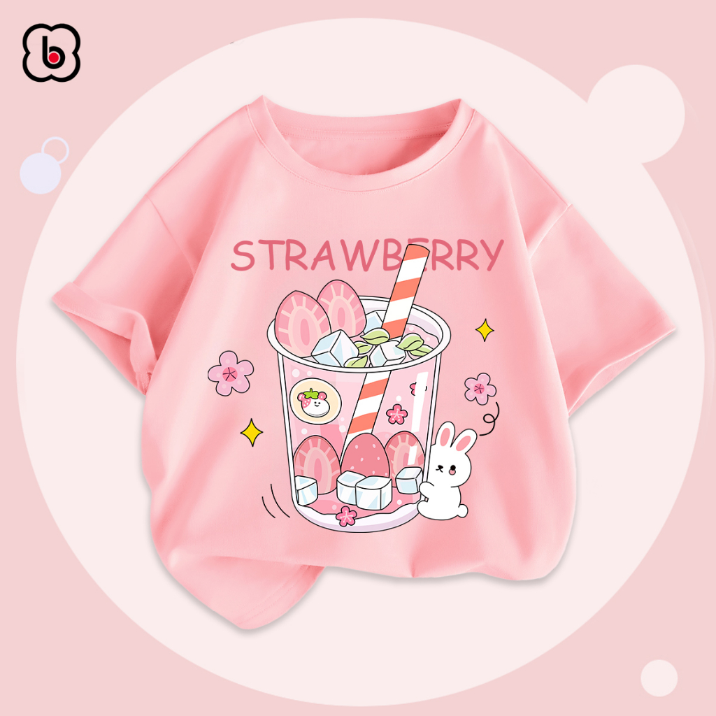 Áo thun bé gái BabyloveGO mẫu mới 2023 áo ngắn tay chất cotton mềm mịn thoáng mát in hình cute dễ thương cho bé