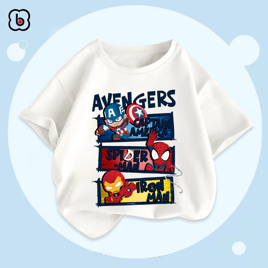 BST Áo MARVEL Áo thun cotton cho bé BabyloveGO BST áo siêu nhân bé trai phong cách US/UK