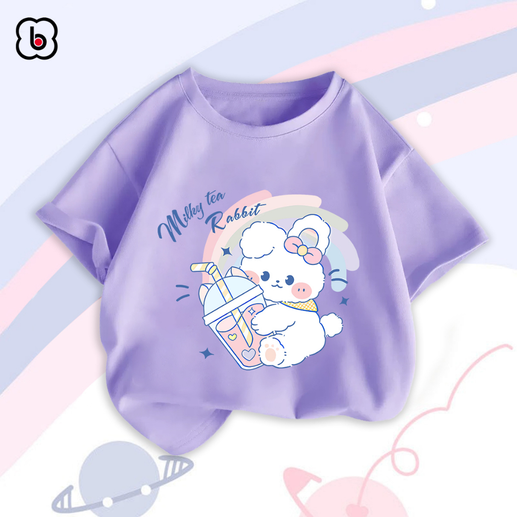 Áo thun bé gái BabyloveGO mẫu mới 2023 áo phông ngắn tay in hình cute dễ thương cho bé